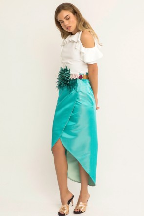 Comprar falda tornasol midi asimetrica para invitada de boda bautizo comunion evento fiesta de apparentia collection