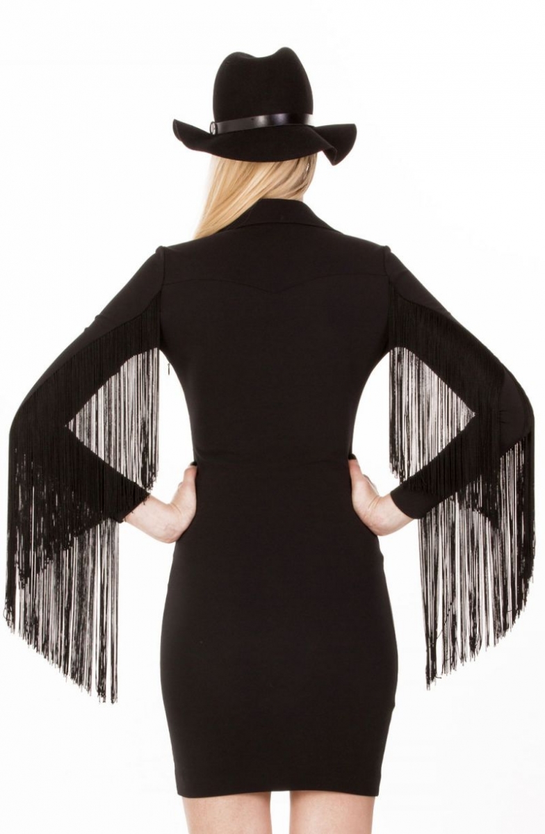 vestido flecos negro felipe albernaz comprar online