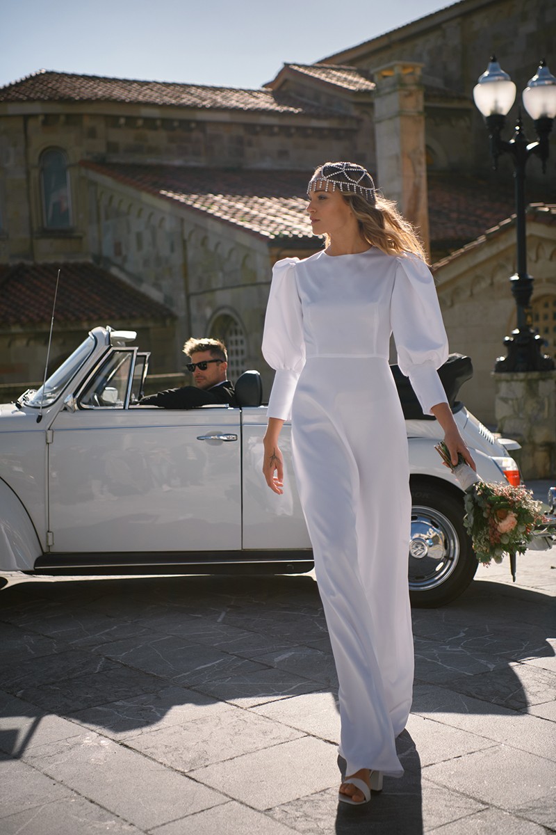 comprar novia civil vestido largo saten en color blanco para invitadas boda comunion bautizo fiesta graduacion