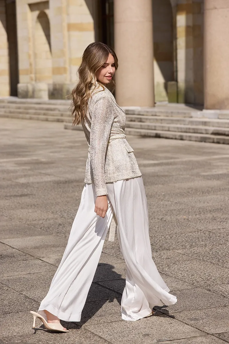 falda pantalon brocado blanco novia civil mama de comunion