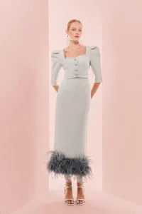 top corto gris escote corazon y botones joya