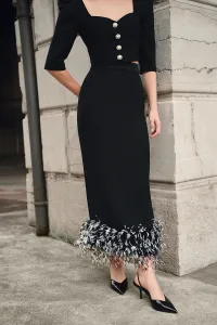 top corto negro escote corazon y botones joya