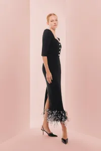 top corto negro escote corazon y botones joya