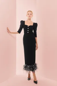 top corto negro escote corazon y botones joya