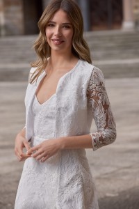 chaqueta corta tul flores blanca transparente