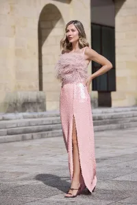 Falda de fiesta con gasa lentejuelas para invitadas boda