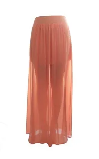 Comprar online falda larga de gasa de verano color rosa o coral