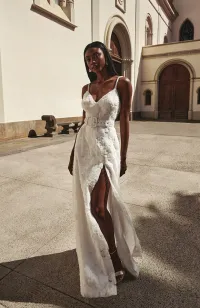 Vestido lencero tul blanco flores relieve Teide