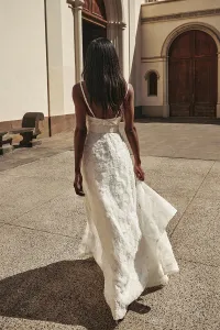 Vestido lencero tul blanco flores relieve Teide