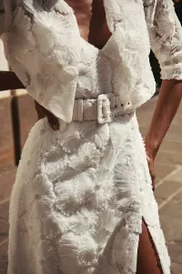 Vestido lencero tul blanco flores relieve Teide