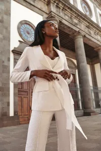 top corto corpiño brocado blanco para novia