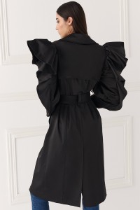 gabardina con volantes larga negro