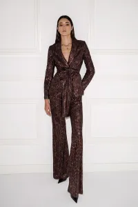 pantalon palazzo plisado estampado metalizado