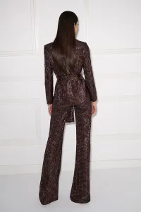 pantalon palazzo plisado estampado metalizado