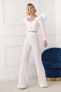 Pantalón Palazzo jacquard Blanco