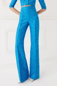 Pantalón Palazzo jacquard brocado azul para invitada boda