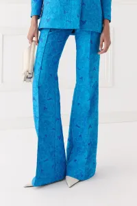 Pantalón Palazzo jacquard brocado azul para invitada boda