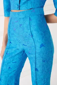 Pantalón Palazzo jacquard brocado azul para invitada boda
