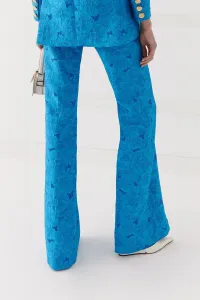 Pantalón Palazzo jacquard brocado azul para invitada boda
