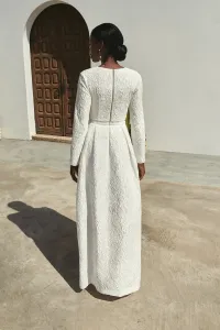 Conjunto de Top brocado y falda larga de flores blanco para boda