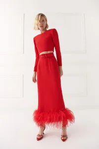 Top corto crepe rojo para invitada boda