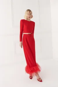Top corto crepe rojo para invitada boda