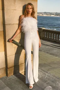 Top de plumas en blanco Roxanne