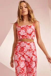 Top corto jacquard rosa y rojo Sarah