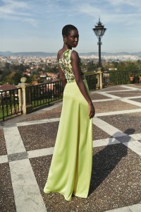 vestido saten lima con lentejuelas