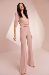 Pantalón Palazzo Crepe Rosa con Pasamanería Brie