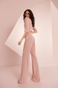 Pantalón Palazzo Crepe Rosa con Pasamanería Brie