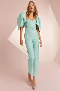 Mono brocado aguamarina escote corazón Zoe