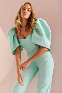 Mono brocado aguamarina escote corazón Zoe
