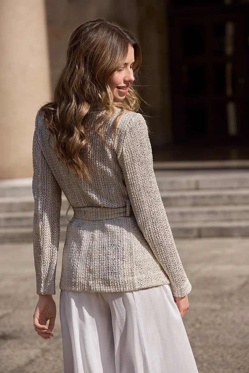 Chaqueta americana blanco y plata para novia civil