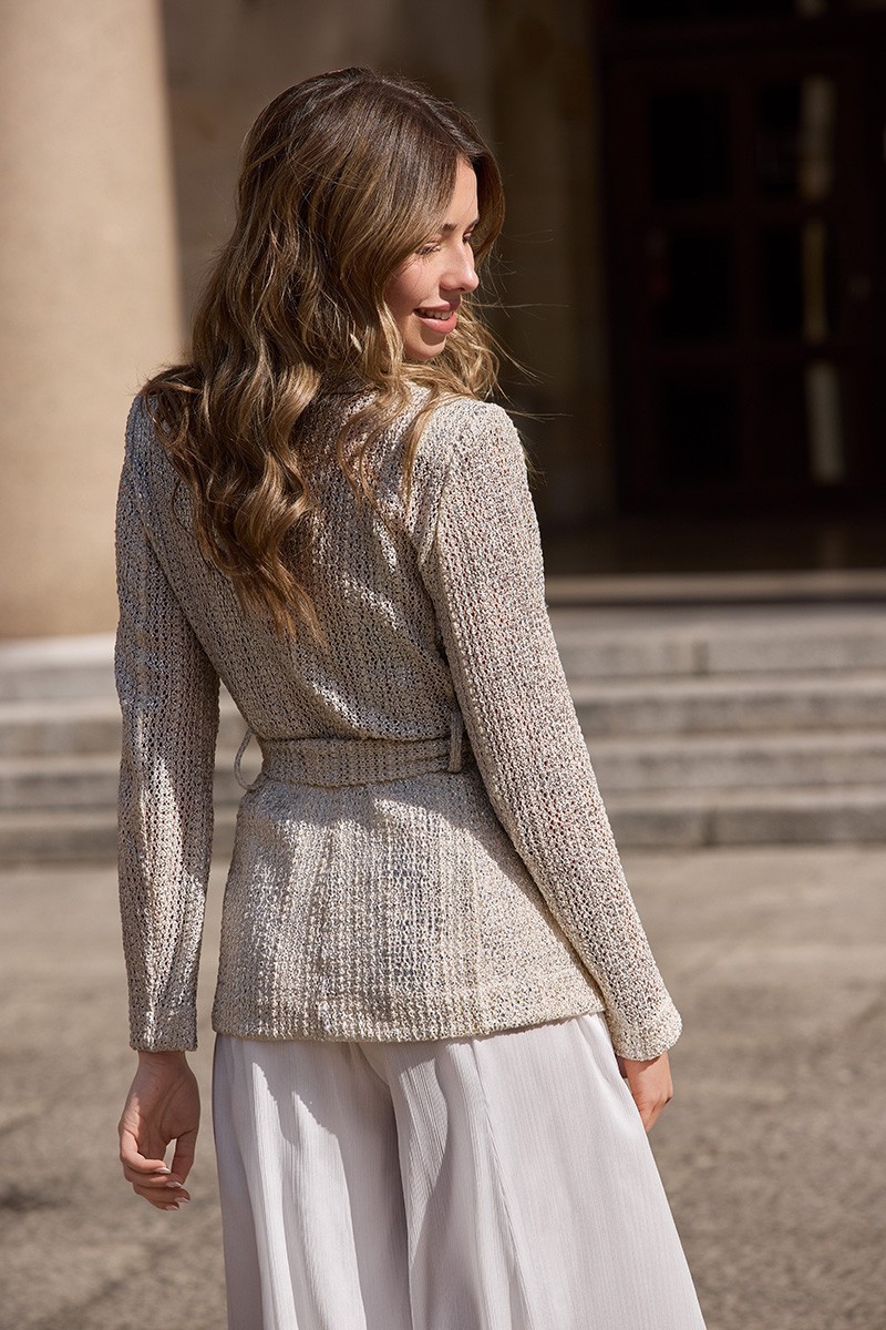 Chaqueta americana blanco y plata para novia civil