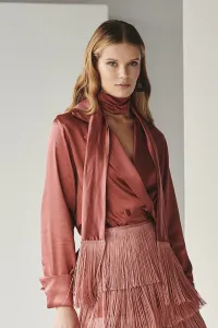 blusa esmoquin saten cobre boton forrado