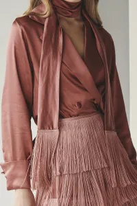 blusa esmoquin saten cobre boton forrado