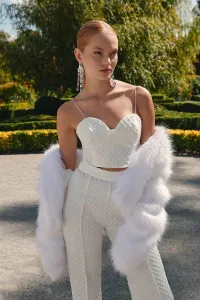 chaqueta de pelo sintetico blanco de gran calidad