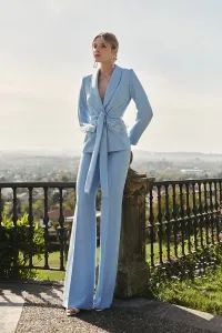 Pantalón Palazzo crepe azul claro invitada