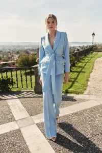 Pantalón Palazzo crepe azul claro invitada