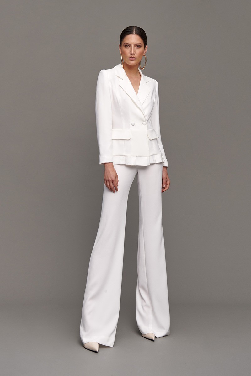 traje blanco dos piezas para novia boda civil o invitada fiesta