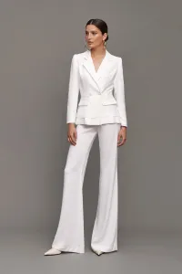 traje blanco dos piezas para novia boda civil o invitada fiesta