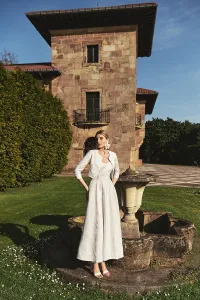 chaqueta corta brocada flores blanca para novia
