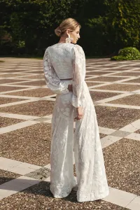 falda pantalon gasa bordad blanco novia civil mama de comunion
