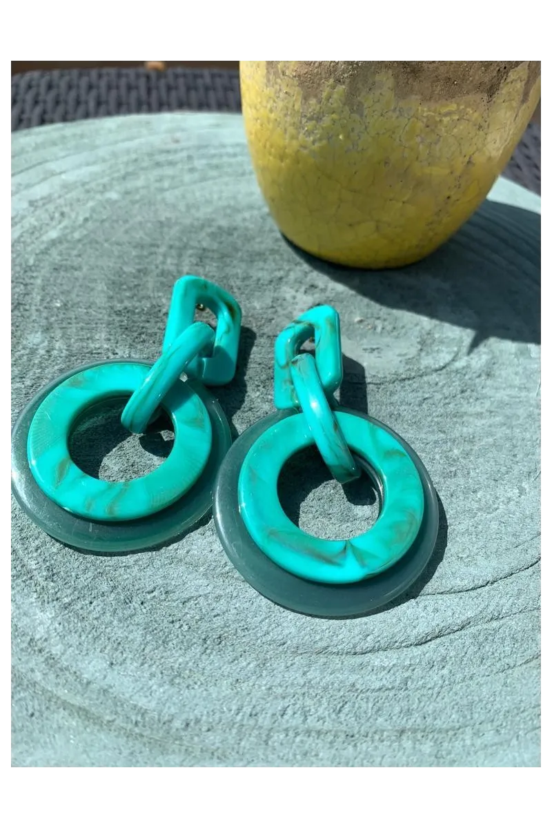 pendientes verde agua circulares