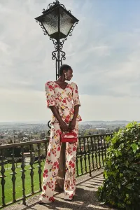 Pantalón Palazzo lino beige bordado flores para invitada boda