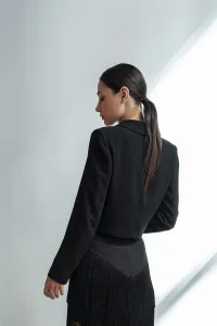 chaqueta corta torera cuello esmoquin crepe negro