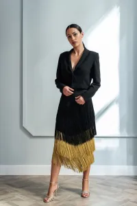 chaqueta corta torera cuello esmoquin crepe negro