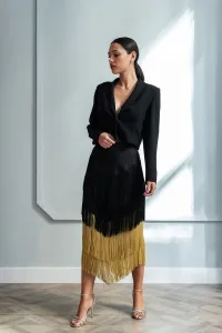 chaqueta corta torera cuello esmoquin crepe negro