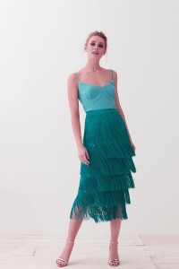 falda de flecos verde pavo para invitadas boda fiesta coctel online